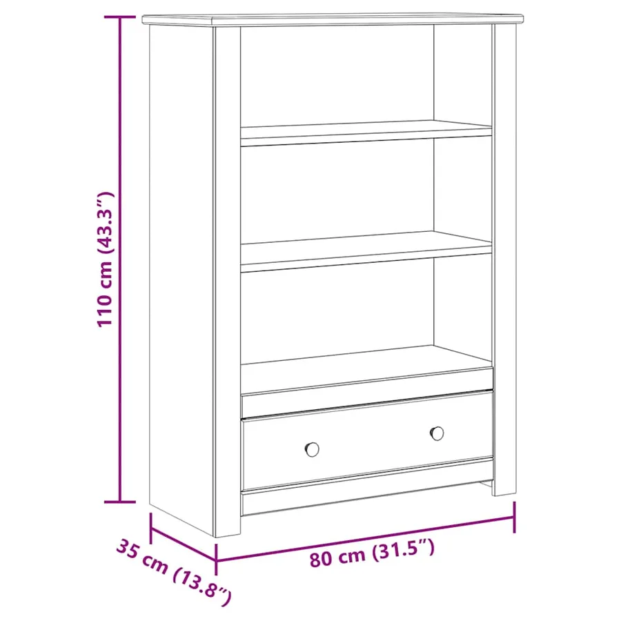 Bibliothèque 80x35x110 cm Bois de pin massif Assortiment Panama - 10