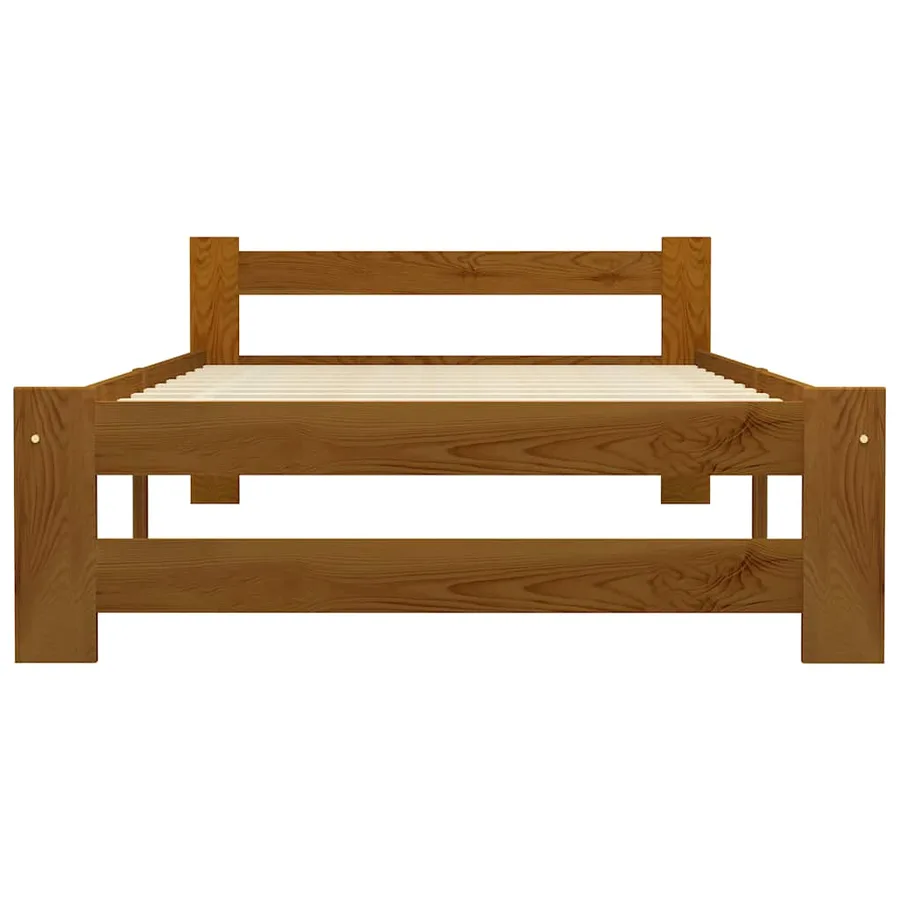 Cadre de lit sans matelas Marron miel Bois pin massif 90x200 cm - 3