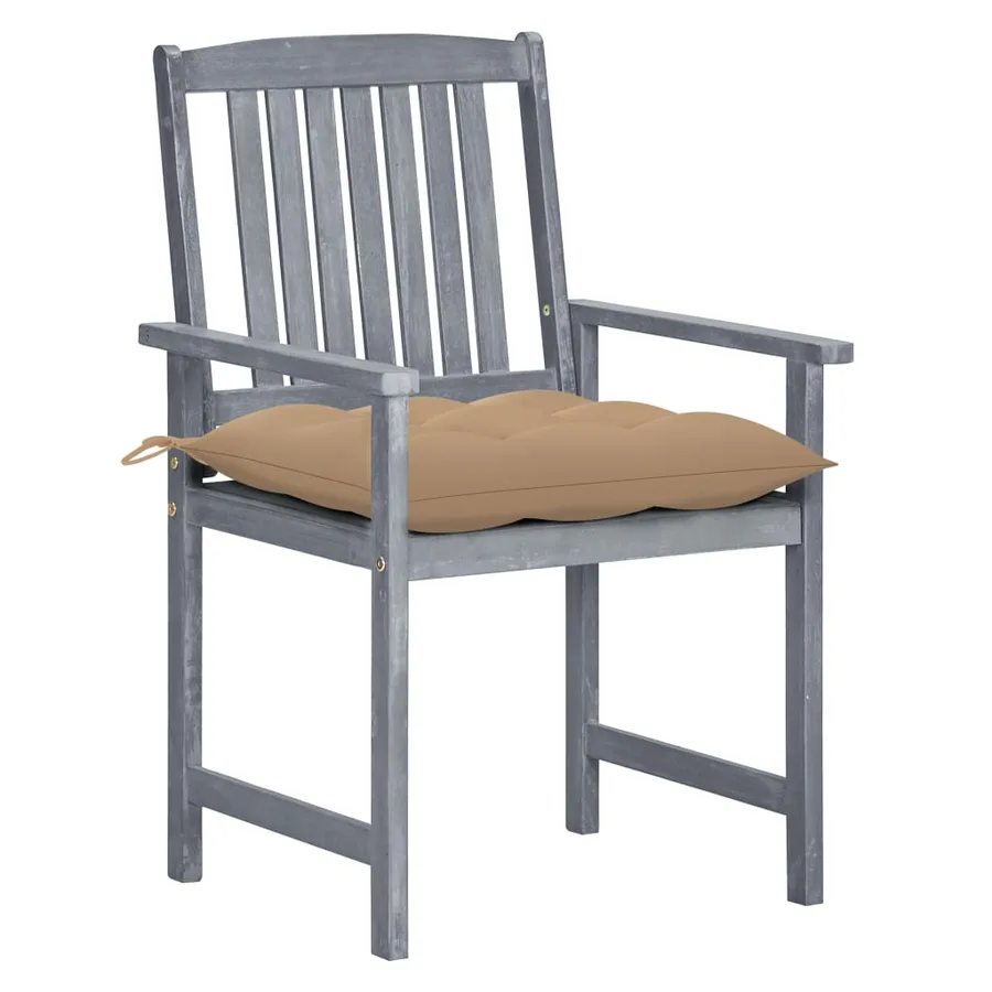 Chaises de jardin et coussins lot de 8 Bois acacia solide Gris - 2