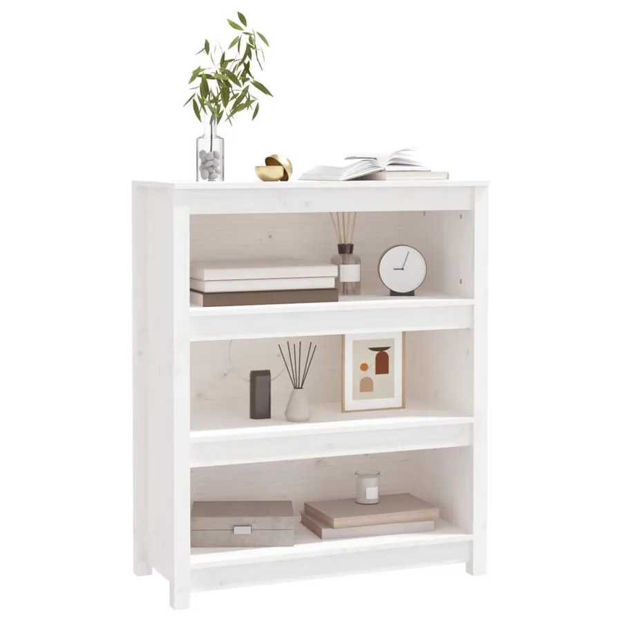 Bibliothèque Blanc 80x35x97 cm Bois de pin massif - 4