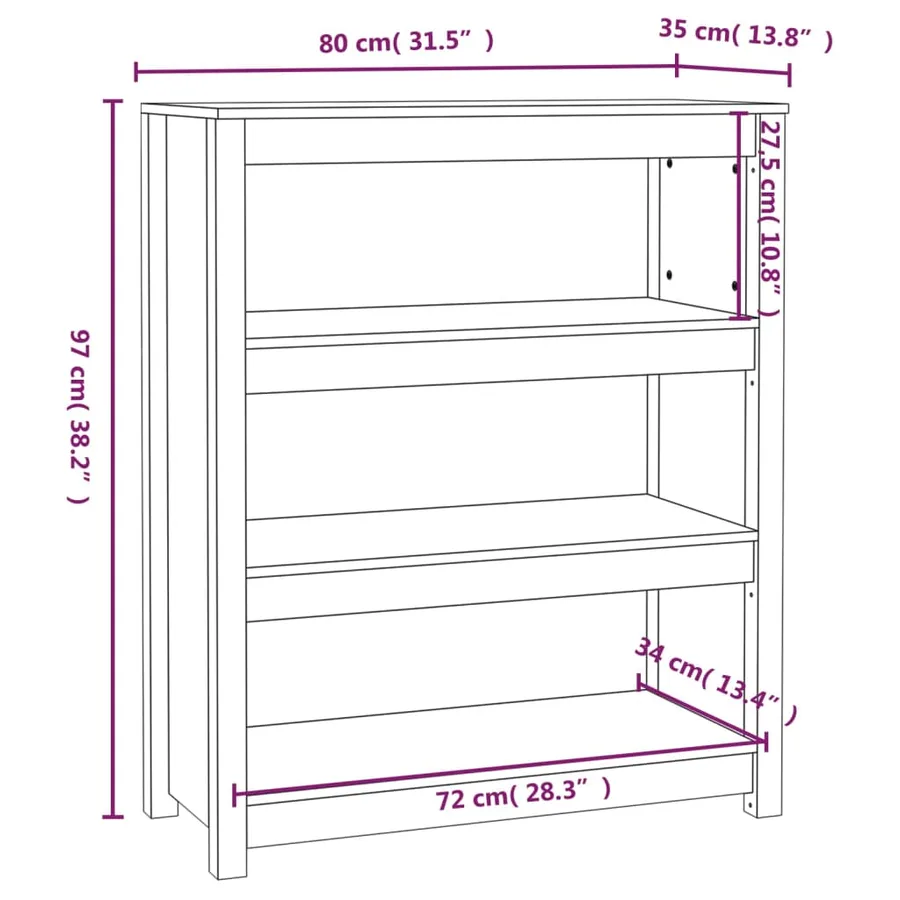Bibliothèque Blanc 80x35x97 cm Bois de pin massif - 8
