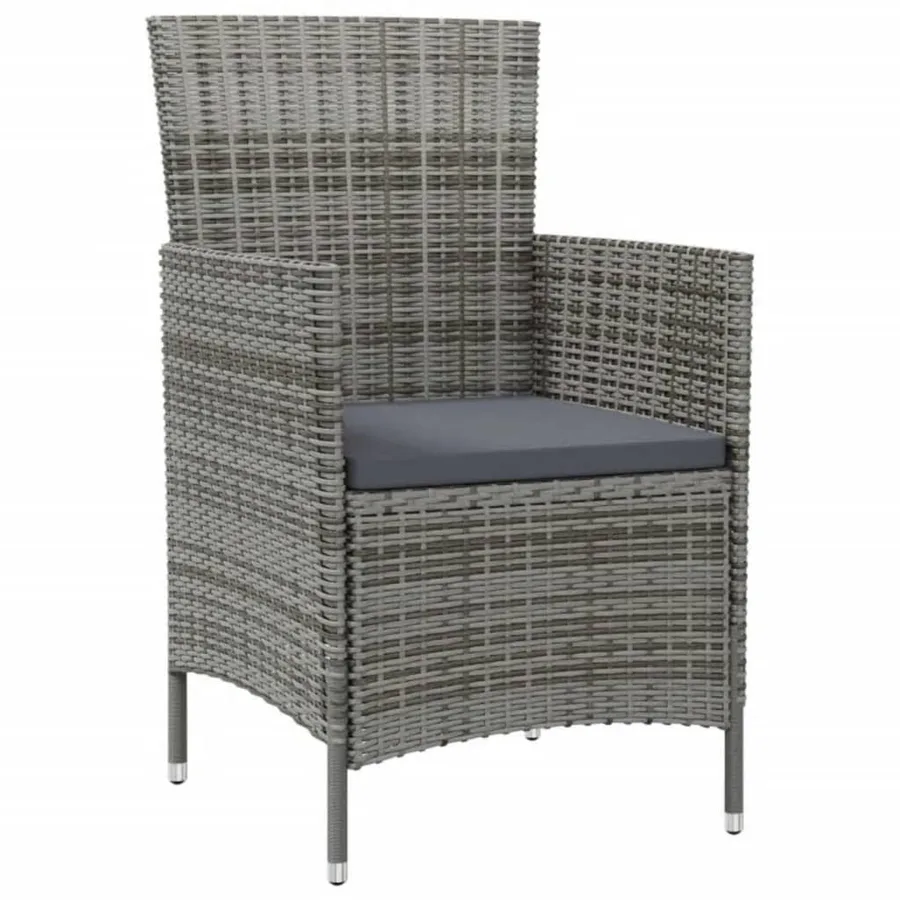 Salon de jardin 7 pcs avec coussins Résine tressée Gris - 3