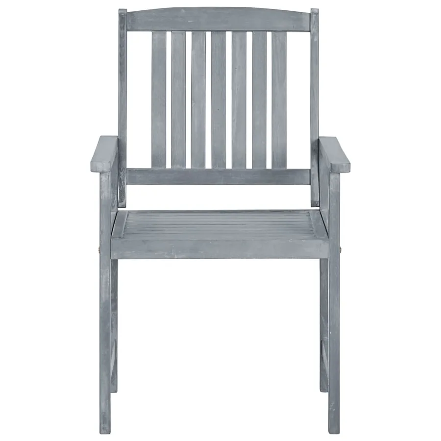 Chaises de jardin lot de 8 Bois massif d'acacia Gris - 3