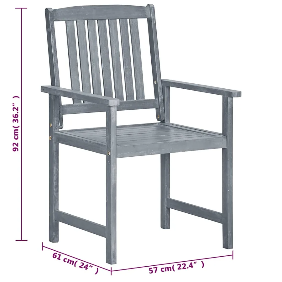 Chaises de jardin lot de 8 Bois massif d'acacia Gris - 8