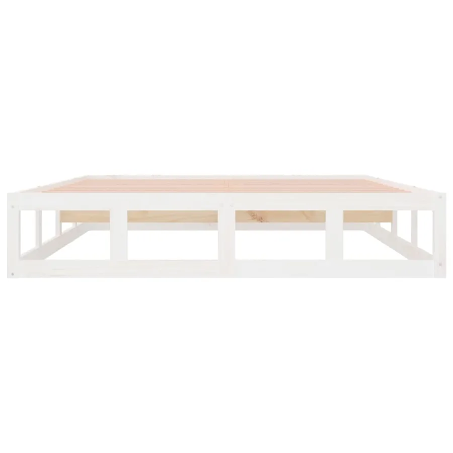 Cadre de lit sans matelas blanc 160x200 cm bois massif - 5
