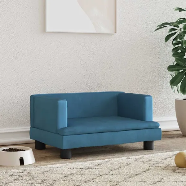 Lit pour chien bleu 60x40x30 cm velours