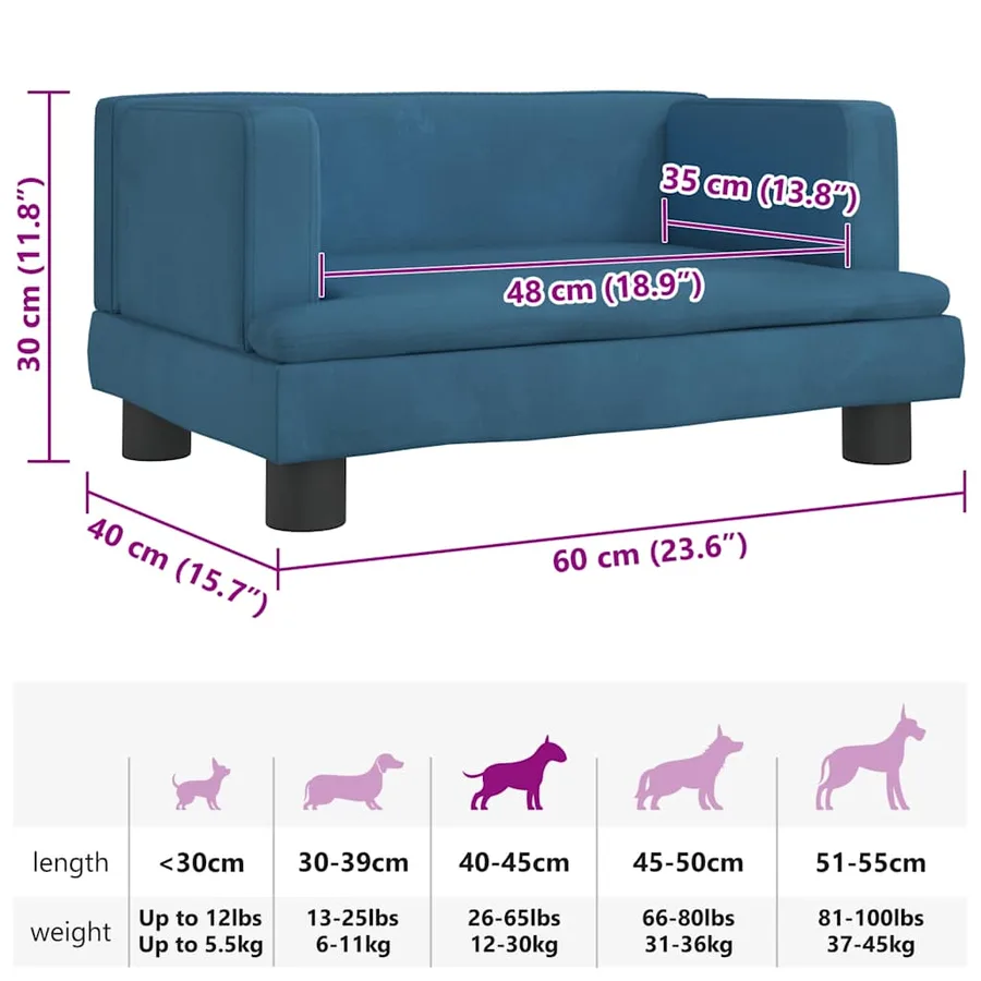 Lit pour chien bleu 60x40x30 cm velours - 7