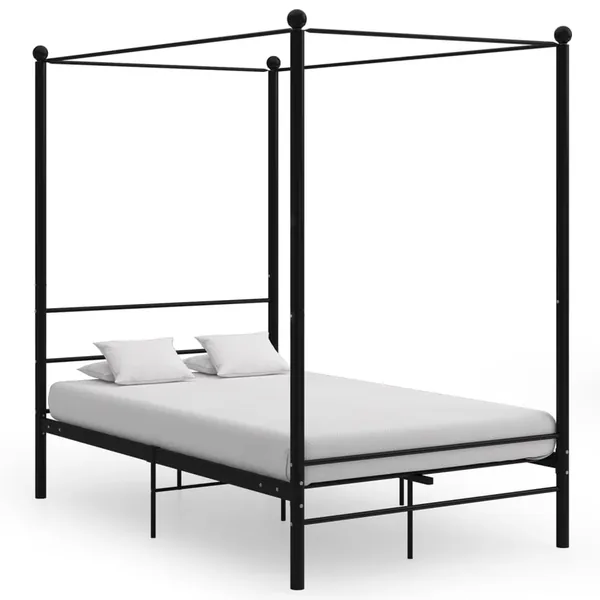 Cadre de lit à baldaquin sans matelas noir 140x200 cm métal