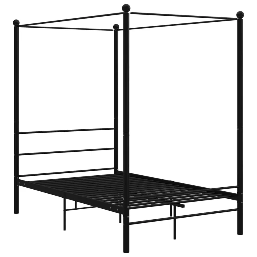 Cadre de lit à baldaquin sans matelas noir 140x200 cm métal - 2