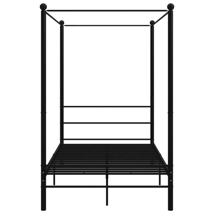 Cadre de lit à baldaquin sans matelas noir 140x200 cm métal - 4