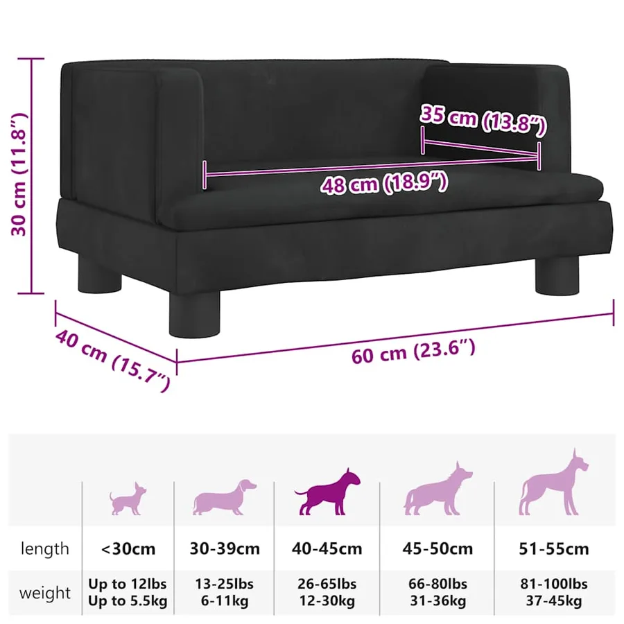 Lit pour chien noir 60x40x30 cm velours - 7