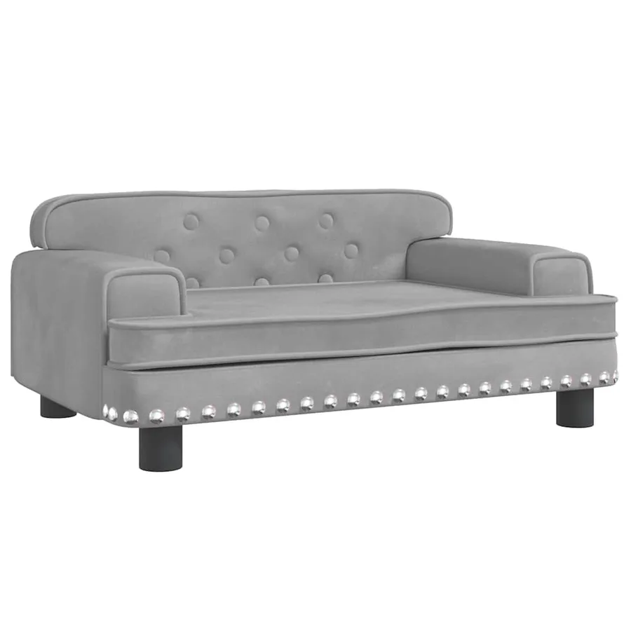Lit pour chien gris clair 70x45x30 cm velours - 2