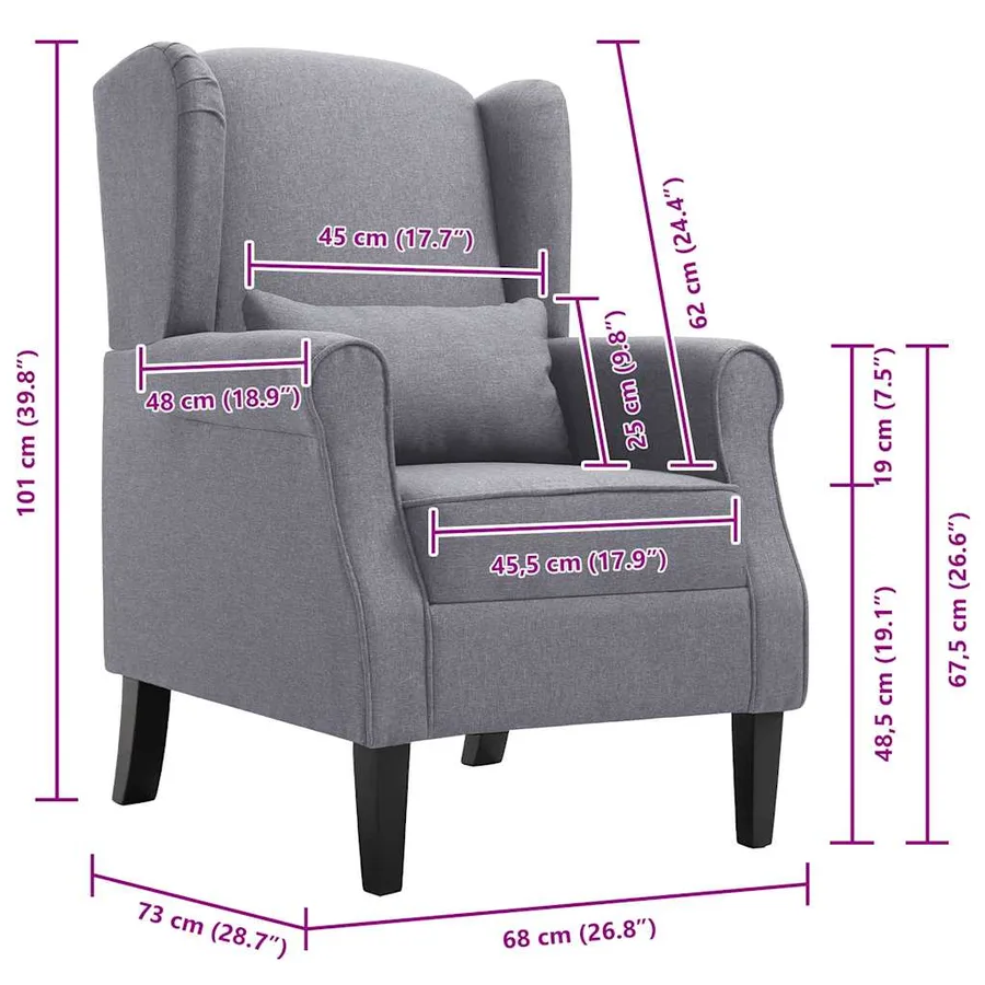 Fauteuil gris foncé tissu - 9