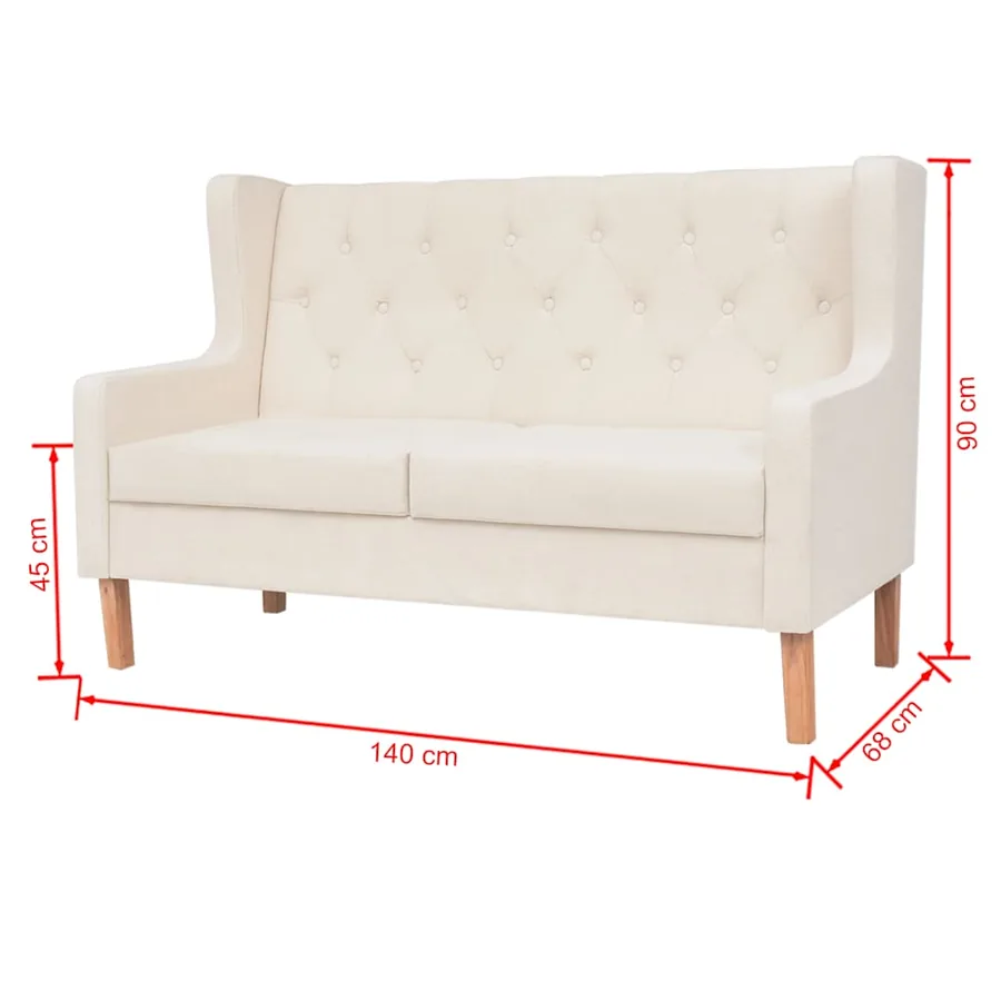 Ensemble de canapés 2 pcs tissu blanc crème - 11