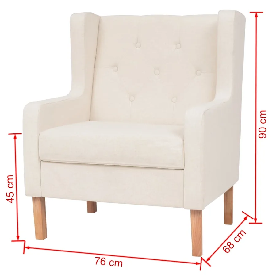 Ensemble de canapés 2 pcs tissu blanc crème - 12