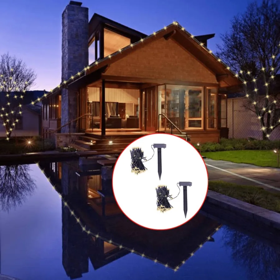 Guirlande lumineuse solaire LED 2 pcs Blanc chaud