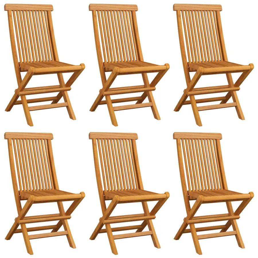 Chaises de jardin et coussins bleu clair lot de 6 Bois de teck - 3