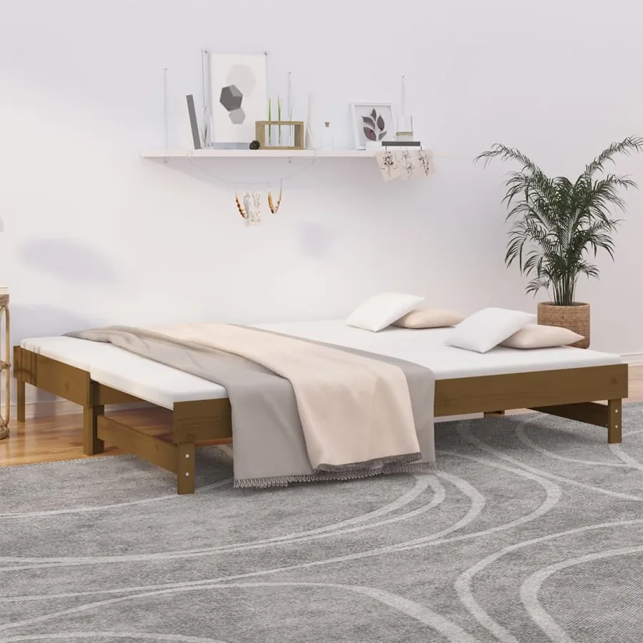 Lit coulissant sans matelas marron miel 2x(100x200) cm