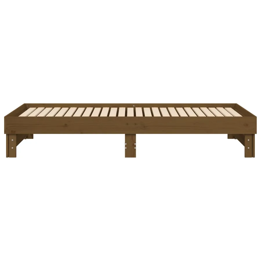 Lit coulissant sans matelas marron miel 2x(100x200) cm - 10