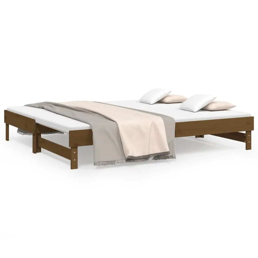 Lit coulissant sans matelas marron miel 2x(100x200) cm - 2