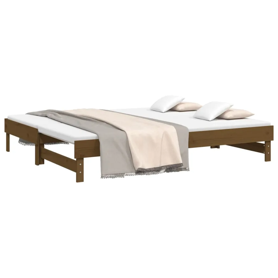 Lit coulissant sans matelas marron miel 2x(100x200) cm - 3
