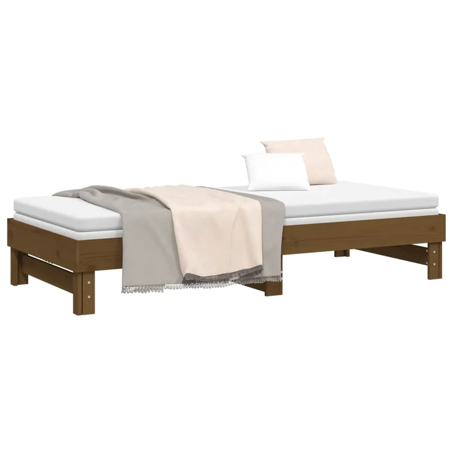 Lit coulissant sans matelas marron miel 2x(100x200) cm - 6