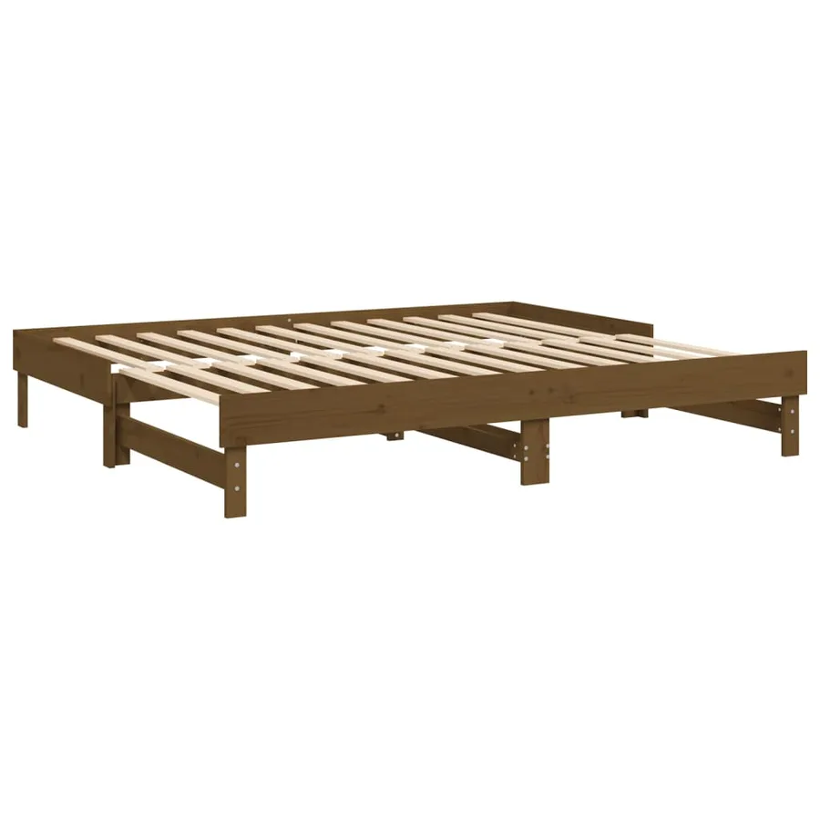 Lit coulissant sans matelas marron miel 2x(100x200) cm - 7