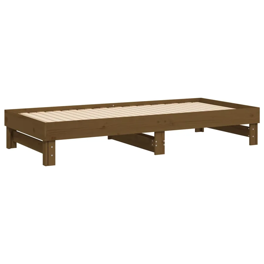 Lit coulissant sans matelas marron miel 2x(100x200) cm - 8