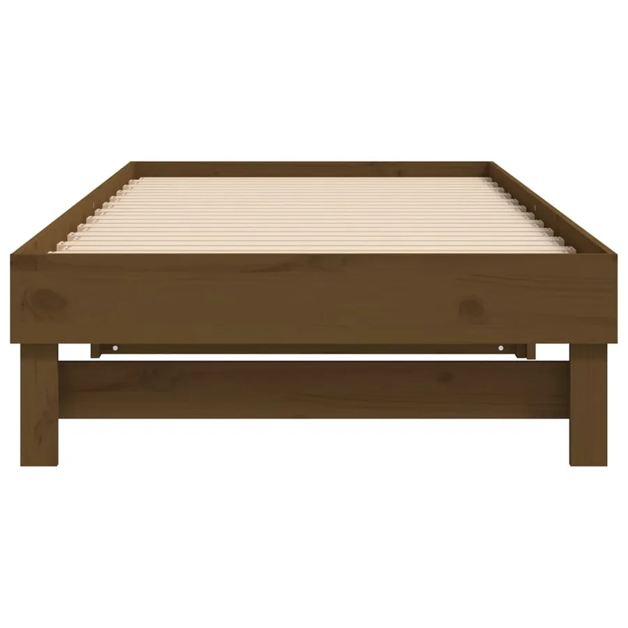 Lit coulissant sans matelas marron miel 2x(100x200) cm - 9