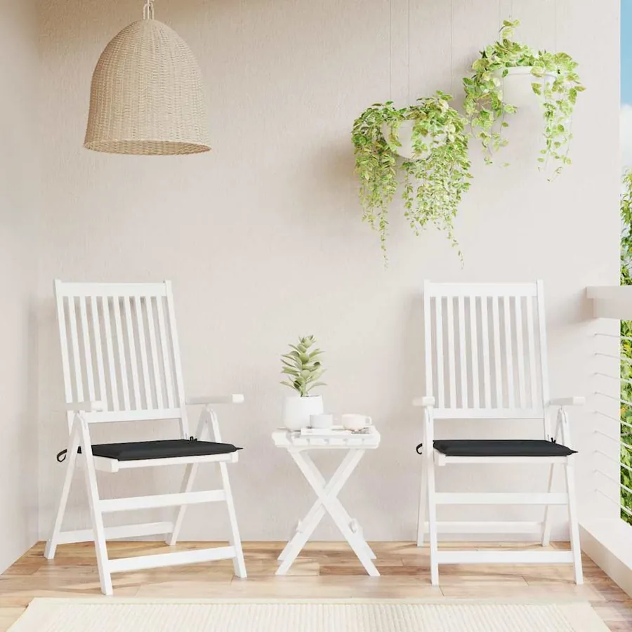 Coussins de chaise de jardin lot de 2 noir 50x50x4 cm