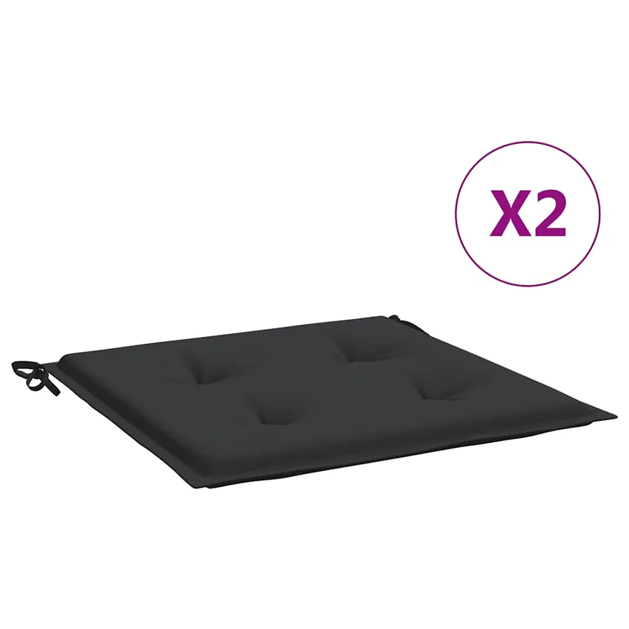 Coussins de chaise de jardin lot de 2 noir 50x50x4 cm - 2