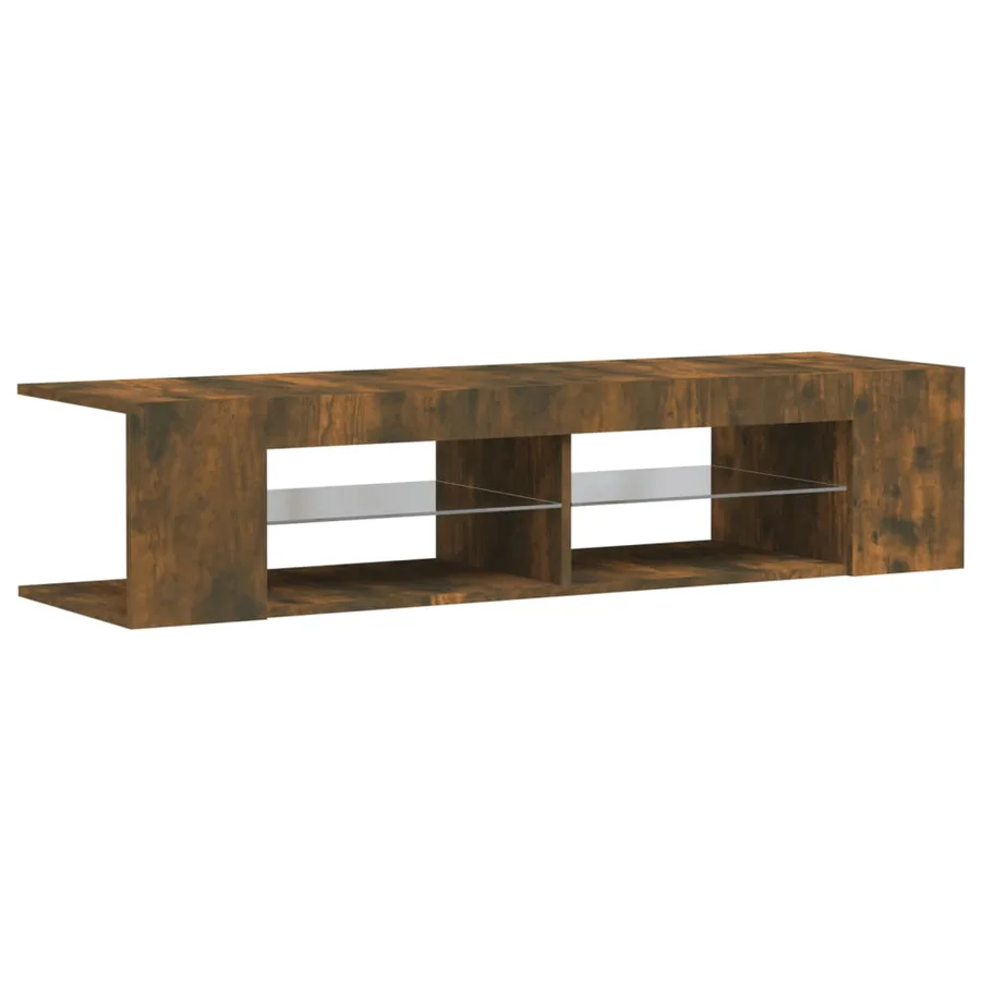 Meuble TV avec lumières LED chêne fumé 135x39x30 cm - 3