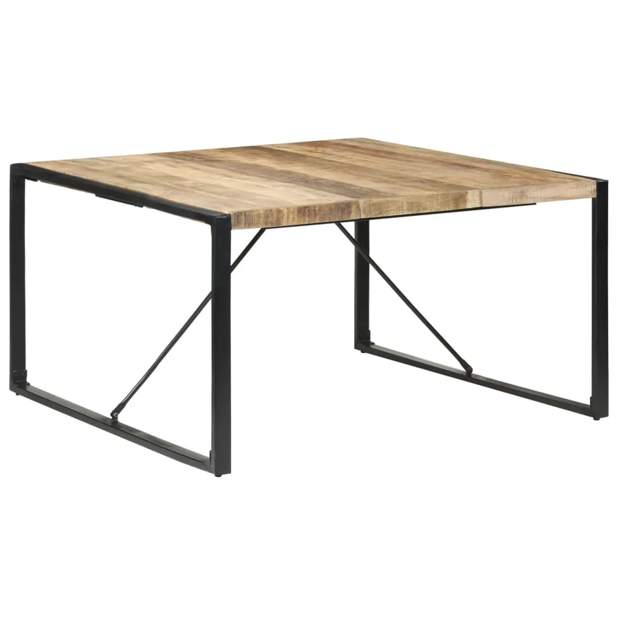 Table à manger 140x140x75 cm Bois de manguier brut - 8