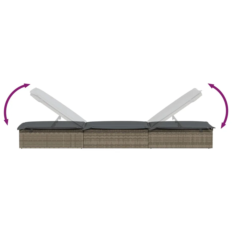 Transats 2 pcs avec table gris résine tressée - 7
