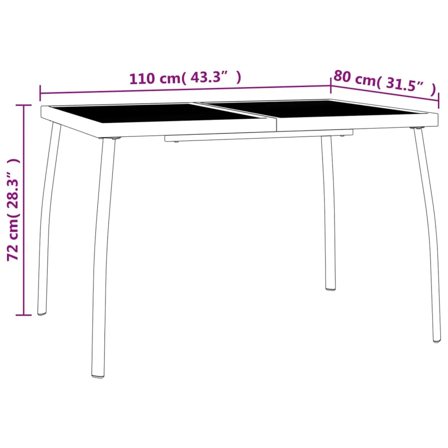 Ensemble à manger de jardin 3 pcs anthracite acier - 10