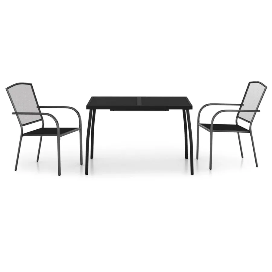 Ensemble à manger de jardin 3 pcs anthracite acier - 2