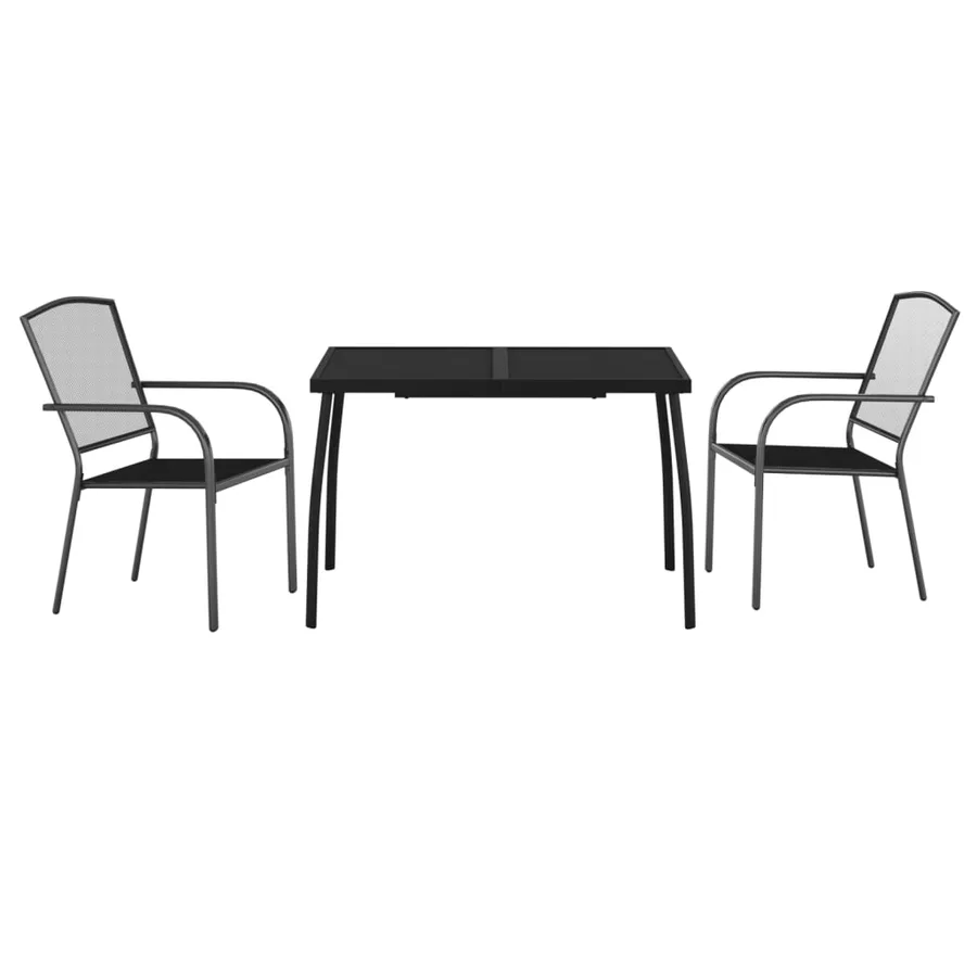 Ensemble à manger de jardin 3 pcs anthracite acier - 3
