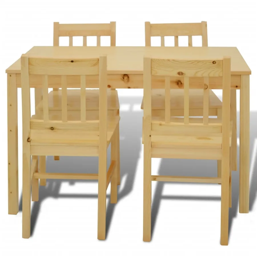 Table de salle à manger en bois avec 4 chaises Naturel - 3