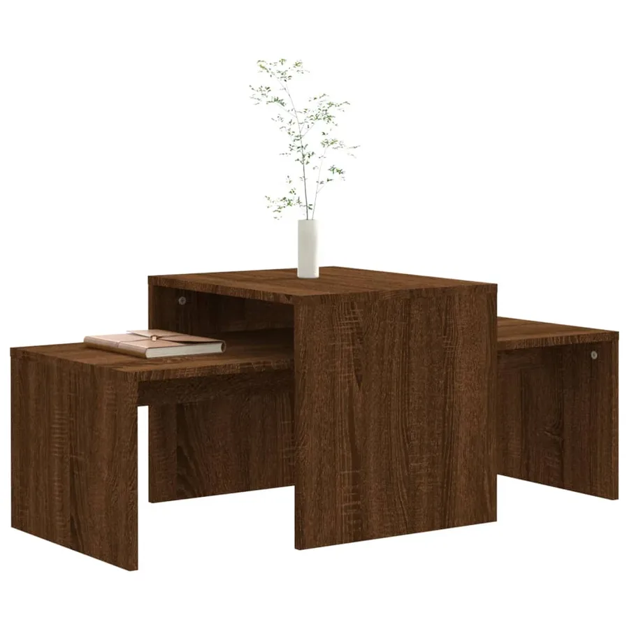 Ensemble table basse Chêne marron 100x48x40cm Bois d'ingénierie - 3