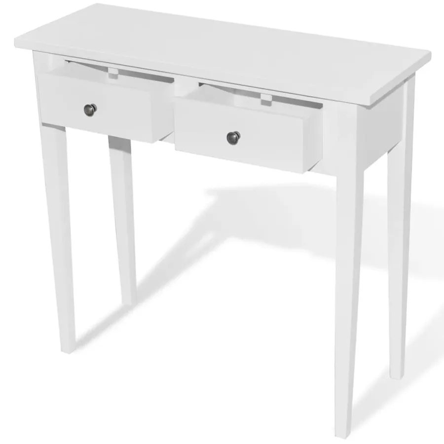 Table de console et coiffeuse avec 2 tiroirs Blanc - 2