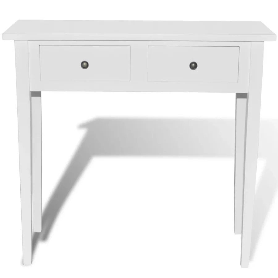 Table de console et coiffeuse avec 2 tiroirs Blanc - 3