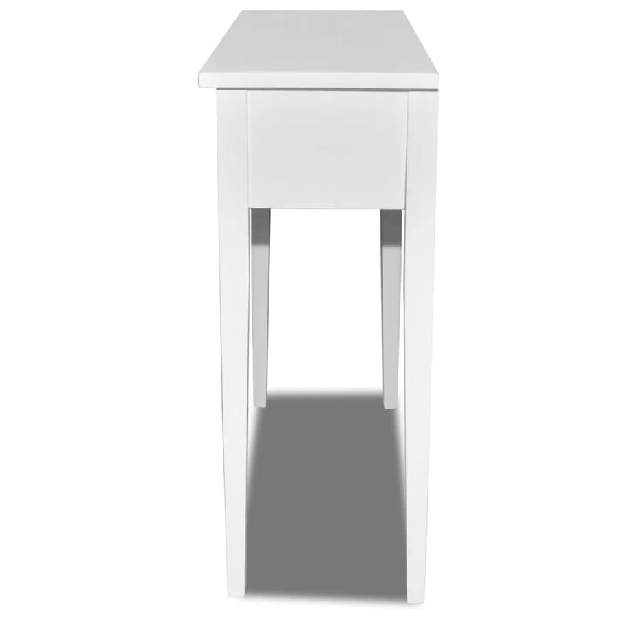 Table de console et coiffeuse avec 2 tiroirs Blanc - 4