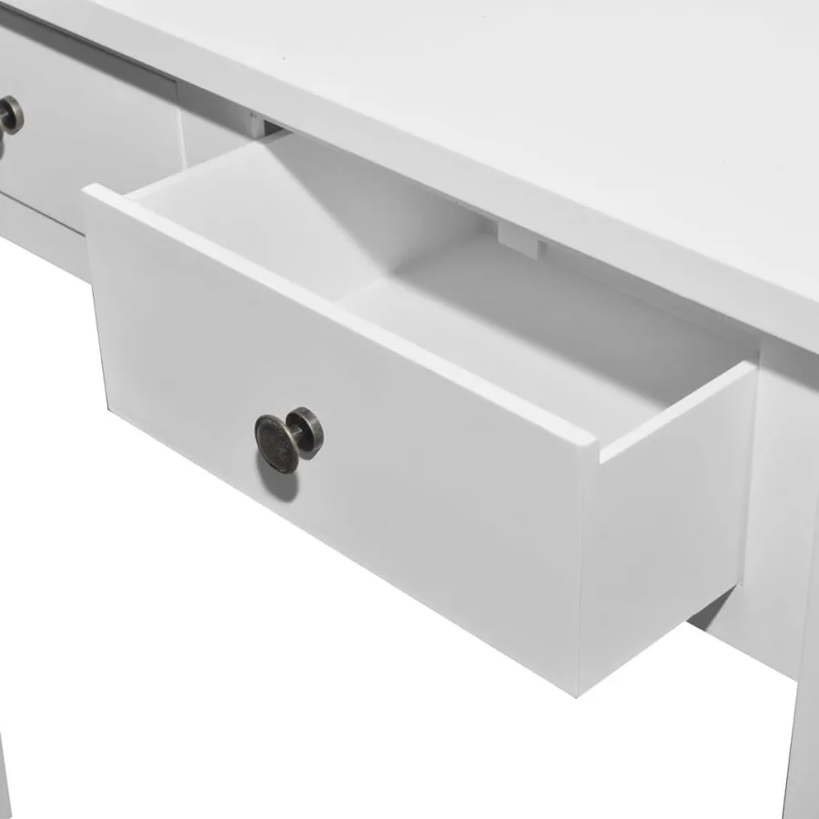 Table de console et coiffeuse avec 2 tiroirs Blanc - 5