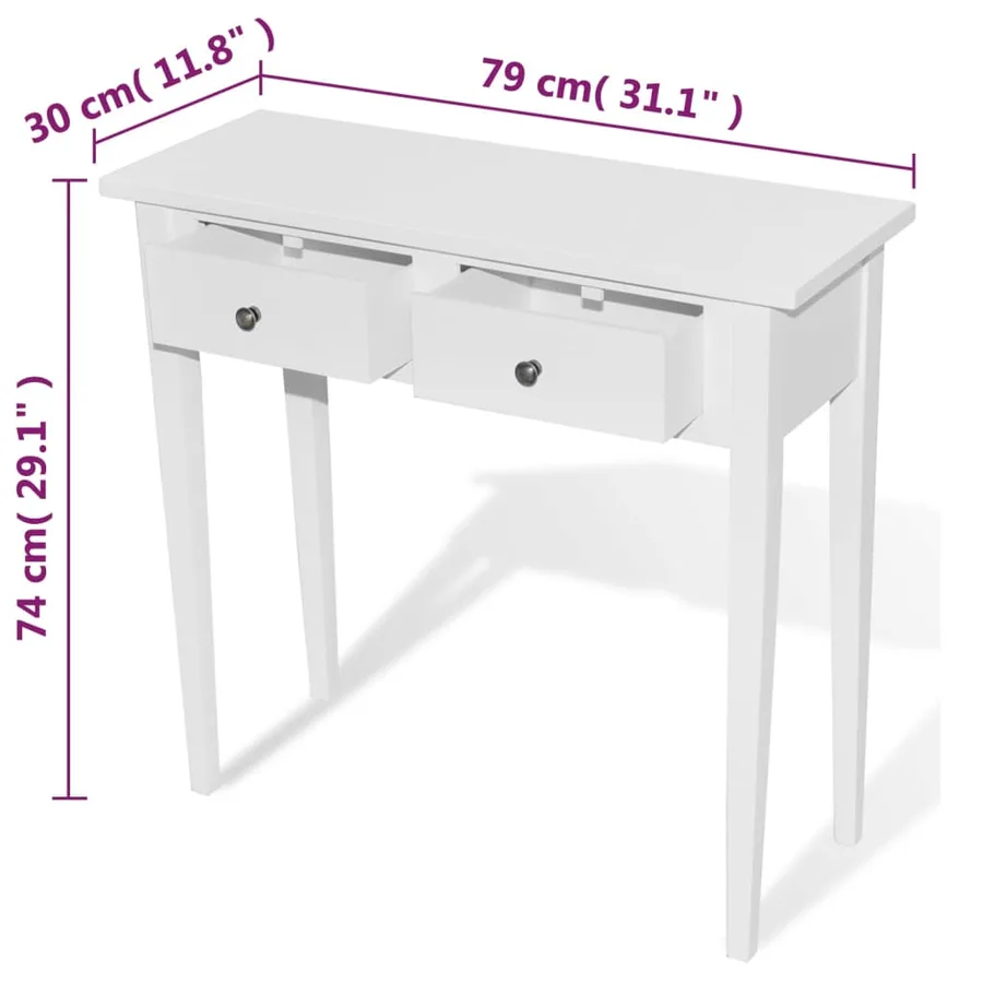 Table de console et coiffeuse avec 2 tiroirs Blanc - 6