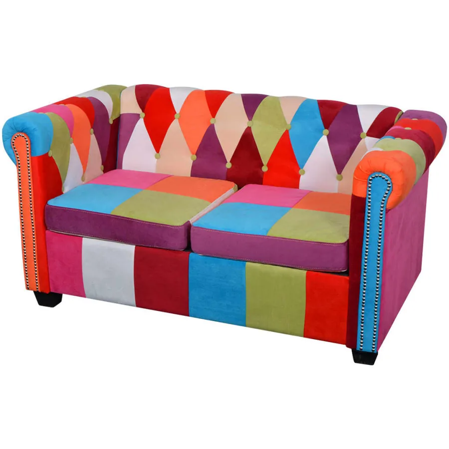 Canapé Chesterfield 2 places tissu