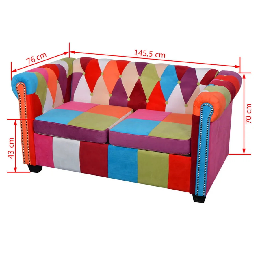 Canapé Chesterfield 2 places tissu - 5