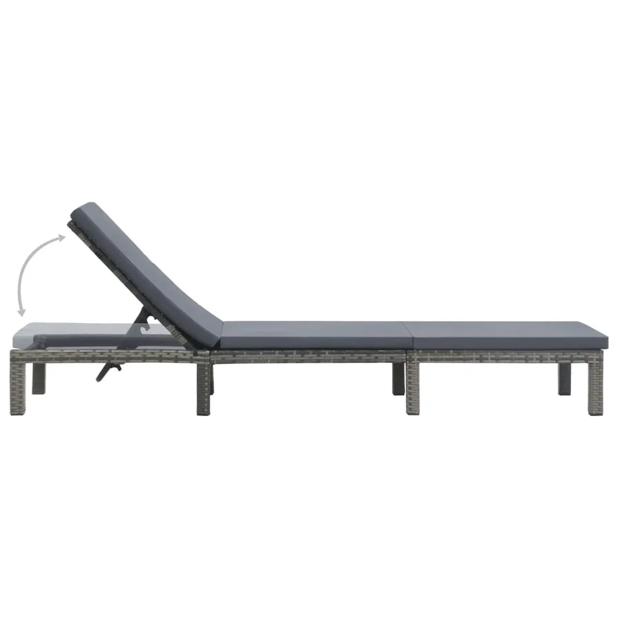 Chaise longue avec coussin Résine tressée Anthracite - 4