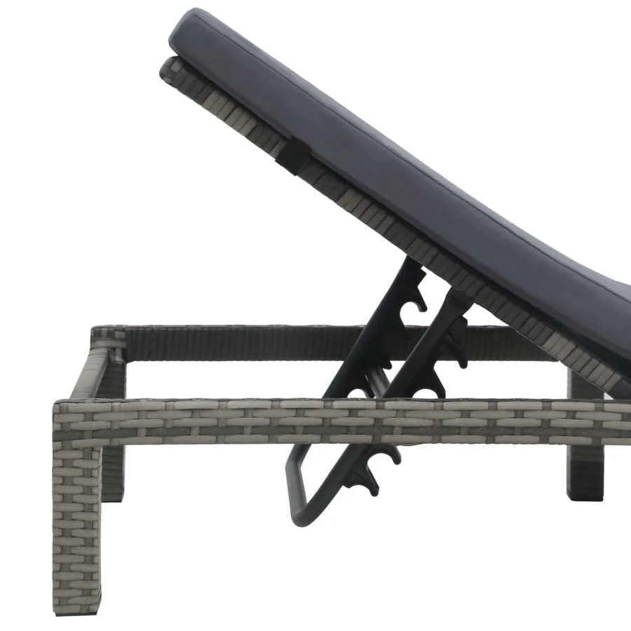 Chaise longue avec coussin Résine tressée Anthracite - 5