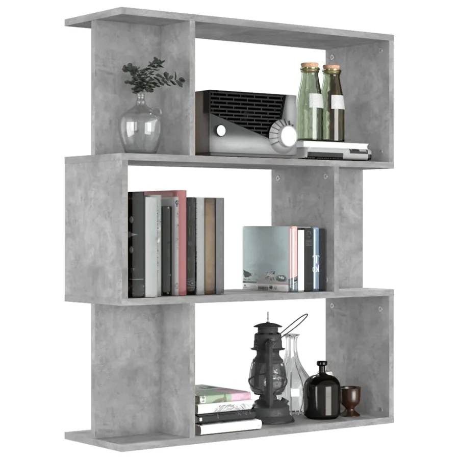 Bibliothèque/Séparateur de pièce Gris béton Bois d’ingénierie - 4
