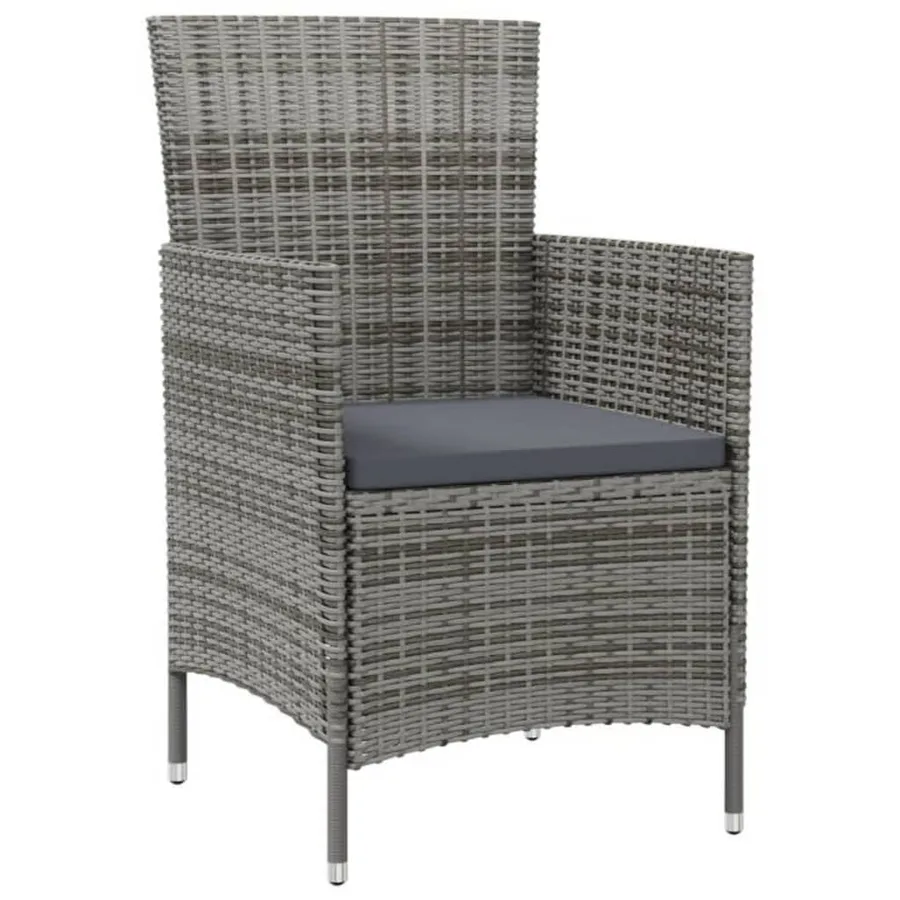 Ensemble à manger d'extérieur 5pcs coussins résine tressée gris - 3